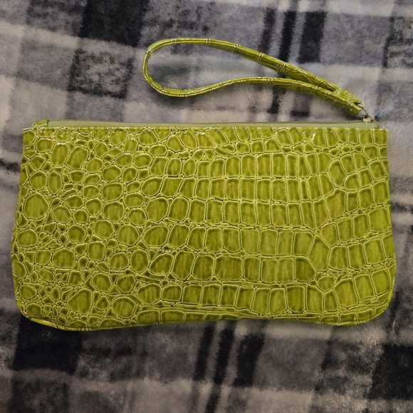 enchante Accessories Handbags - Green Crocodile Embossed Wristlet From Enchante Accessories